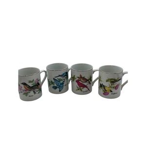 Set 4 Coffee Tea Mugs Audubon Bird Collection Robin Blue Jay Cardinal Goldfinch
